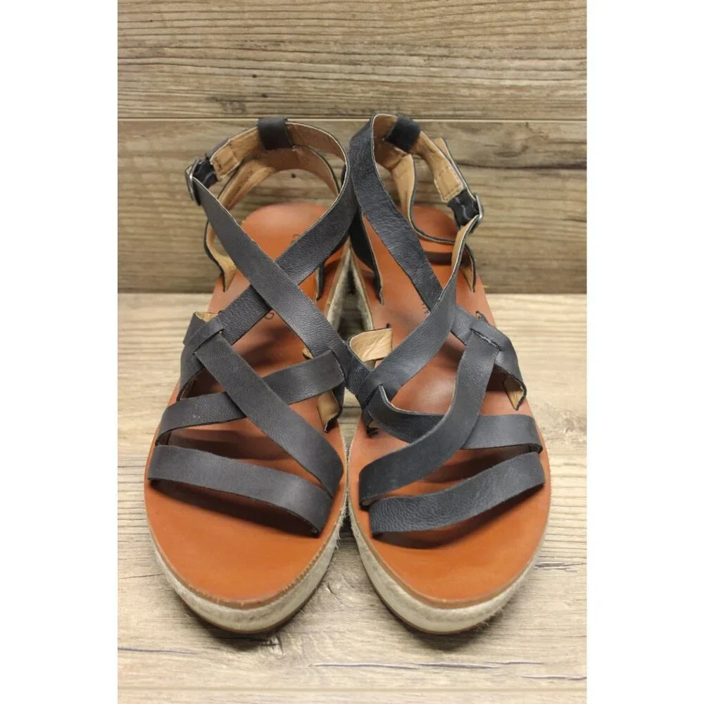 Lucky‎ Brand women's Jasmei strappy leather espadrille wedge sandals 7.5M